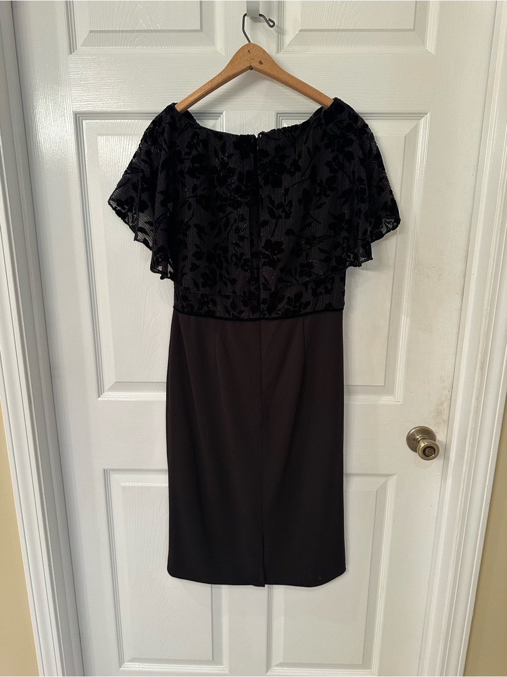 Lauren Ralph Lauren Black Midi Dress with Velvet Floral Bodice